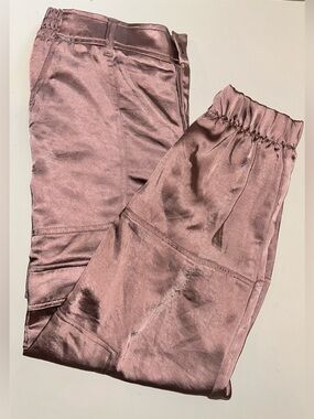Satin Jogger Cargo Pants